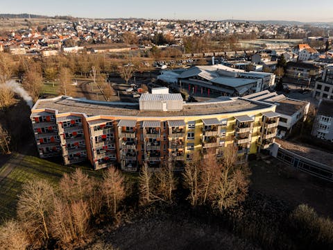 Das Haus Pfinzaue von oben